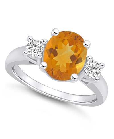 Macy's Citrine And Diamond Ring (2-1/2 Ct.t.w And 1/3 Ct.t.w) 14k White Gold
