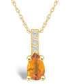 Macy's Citrine (7/8 Ct. T.w.) And Diamond Accent Pendant Necklace In 14k Yellow Gold In Citrine