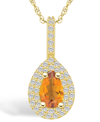 Macy's Citrine (7/8 Ct. T.w.) And Diamond (3/8 Ct. T.w.) Halo Pendant Necklace In 14k Yellow Gold In Citrine