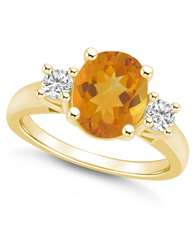 Macy's Citrine And Diamond Ring (2-1/2 Ct.t.w And 1/3 Ct.t.w) 14k Yellow Gold