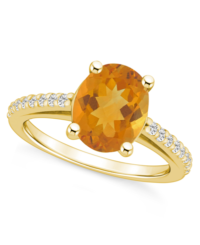 Macy's Citrine (2-1/2 Ct. T.w.) And Diamond (1/4 Ct. T.w.) Ring In 14k Yellow Gold