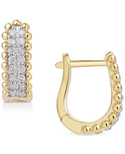 Macy's Diamond Bead Leverback Hoop Earrings (1/6 Ct. T.w.) In 14k Gold-plated Sterling Silver