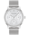 Calvin Klein Women's Silver-tone Stainless Steel Mesh Bracelet Watch 34mm In Stainless Steel