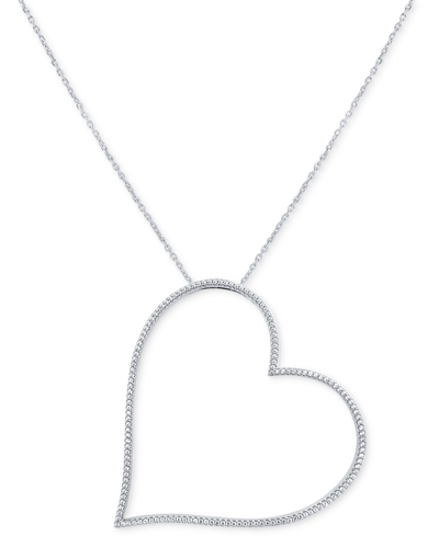 Macy's Diamond Large Open Heart 18" Pendant Necklace (3/4 Ct. T.w.) In Sterling Silver