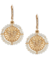 LONNA & LILLY LONNA & LILLY GOLD-TONE BEAD-FRAMED BUTTERFLY DISC DROP EARRINGS