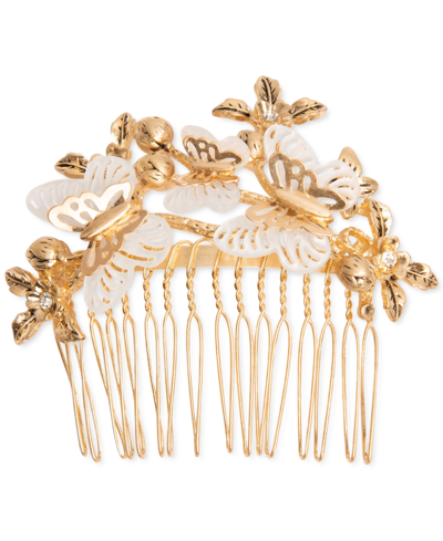 Lonna & Lilly Gold-tone Mixed Stone Flower & Butterfly Hair Comb In White