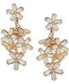 LONNA & LILLY LONNA & LILLY GOLD-TONE STONE FLOWER & BUTTERFLY DROP EARRINGS