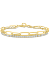 Macy's 2-pc. Diamond & Paperclip Link Bracelets (1/4 Ct. T.w.) In 14k Gold-plated Sterling Silver In Gold-plated Sterling Silver
