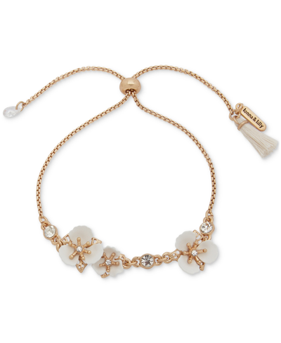 Lonna & Lilly Gold-tone White Flower Slider Bracelet