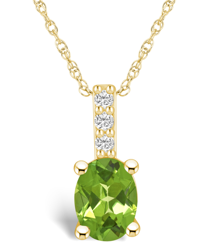 Macy's Peridot (1-1/3 Ct. T.w.) And Diamond Accent Pendant Necklace In 14k Yellow Gold