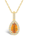 Macy's Citrine (7/8 Ct. T.w.) And Diamond (1/5 Ct. T.w.) Halo Pendant Necklace In 14k Yellow Gold In Citrine