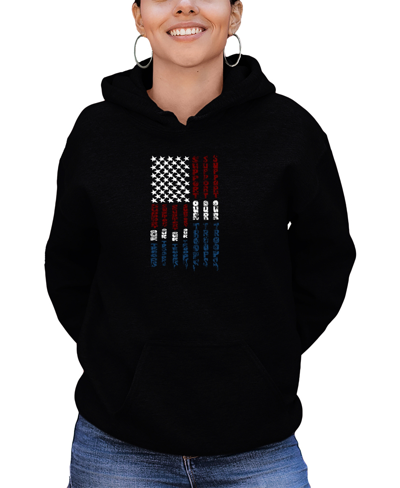 La Pop Art Women's Support Our Troops Word Art Hooded Sweatshirt In Black