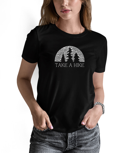 La Pop Art Women's Nature Lover Word Art V-neck T-shirt In Black