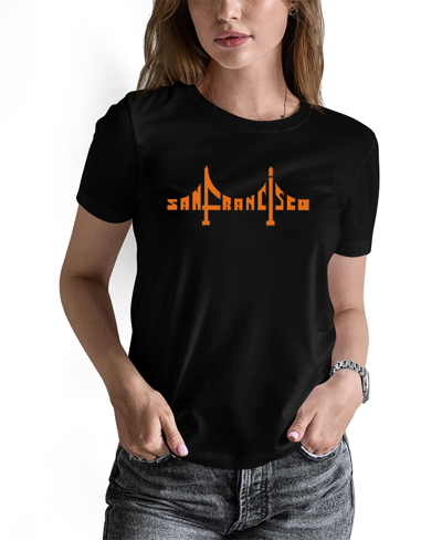 La Pop Art Women's San Francisco Bridge Word Art T-shirt In Black