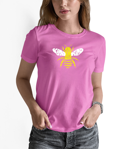 La Pop Art Women's Bee Kind Word Art T-shirt In Pink