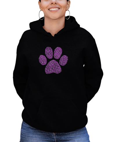 La Pop Art Women's Xoxo Dog Paw Word Art Hooded Sweatshirt In Black