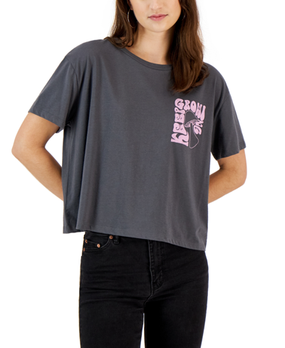 Grayson Threads Black Juniors' Checker Mushroom Graphic T-shirt In Gray