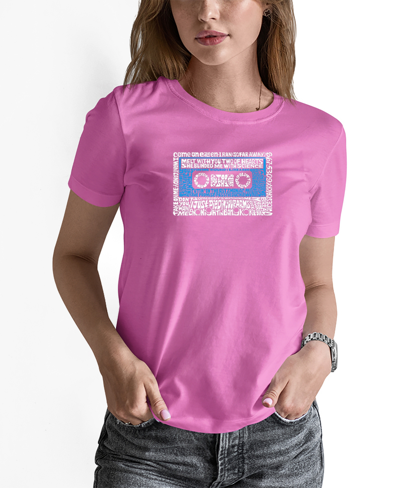 La Pop Art Women's 80s One Hit Wonders Word Art T-shirt In Pink