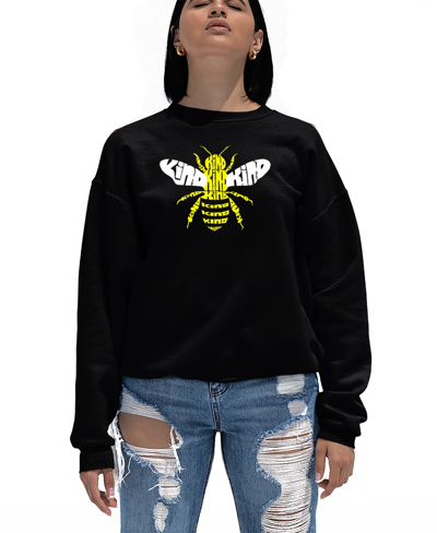 La Pop Art Women's Bee Kind Word Art Crewneck Sweatshirt In Black