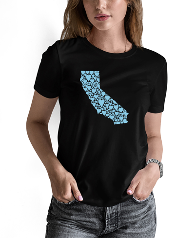 La Pop Art Women's California Hearts Word Art T-shirt In Black
