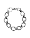 Lagos Silver Small Caviar & Fluted Link Bracelet, 15mm