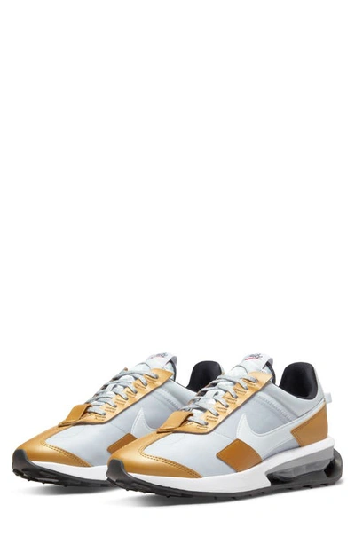 Nike Air Max Pre Day Se Sneakers "pure Platinum / Metallic Gold" In Grey