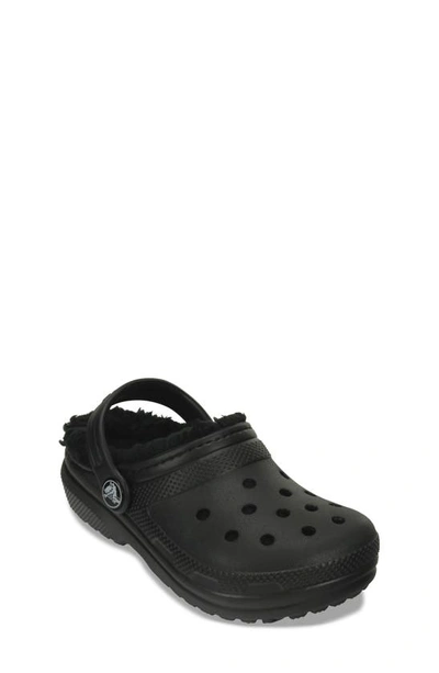 Crocs Kids Black Classic Lined Clogs In Black/ Black