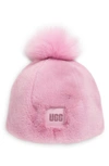 Ugg Faux Fur Beanie In Rose Quartz