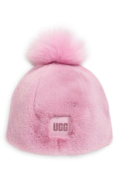 Ugg Faux Fur Beanie In Rose Quartz