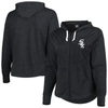 Soft As A Grape Black Chicago White Sox Plus Size Full-zip Tri-blend Hoodie In Heather Charcoal