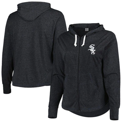 SOFT AS A GRAPE SOFT AS A GRAPE HEATHER CHARCOAL CHICAGO WHITE SOX PLUS SIZE FULL-ZIP LIGHTWEIGHT HOODIE TOP