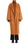 Loulou Studio Brown Borneo Double-breasted Wool Midi Coat In Hazelnut