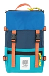 Topo Designs Rover Water Resistant Mini Backpack In Tile Blue/ Pond Blue