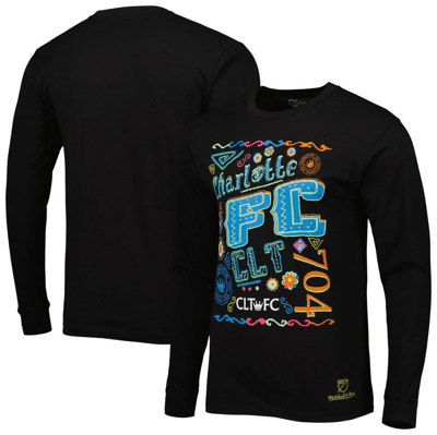 Mitchell & Ness Men's  Black Charlotte Fc Papel Picado Long Sleeve T-shirt