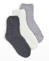 Stems Plush Ankle Socks 3-pack In Ivory/blush/dusty