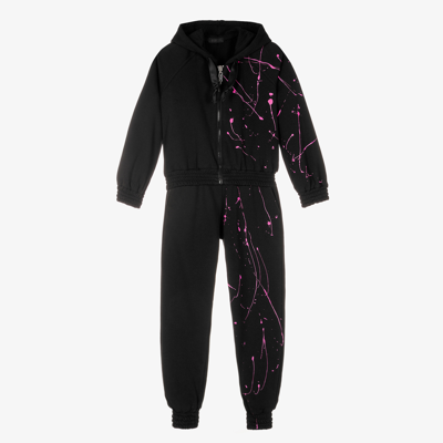 Fun & Fun Kids' Girls Black Cotton Tracksuit