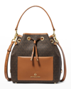 Michael Michael Kors Maeve Monogram-print Woven And Leather Bucket Bag In Brown