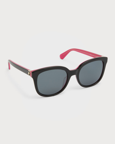 Kate Spade Gweniths Square Acetate Sunglasses In Black