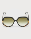 Chloé Chloe Womens Black Ch0105s Hexagonal-frame Acetate Sunglasses In Grey