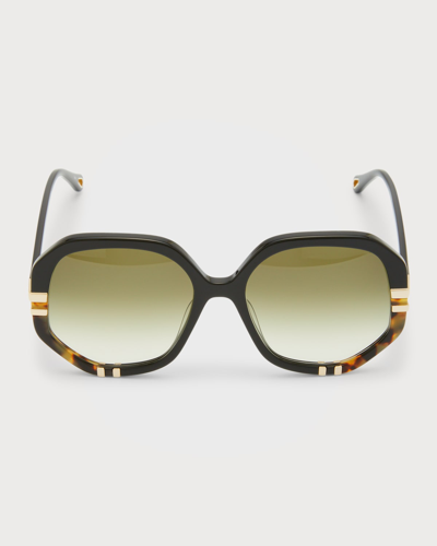 Chloé Chloe Womens Black Ch0105s Hexagonal-frame Acetate Sunglasses