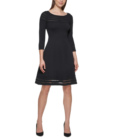 Jessica Howard Petite Illusion-hem Sweater Dress In Black