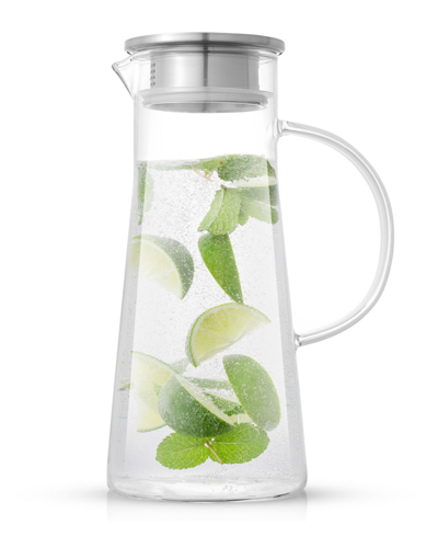 Joyjolt Breeze Glass Pitcher With Stainless Steel Lid In Clear