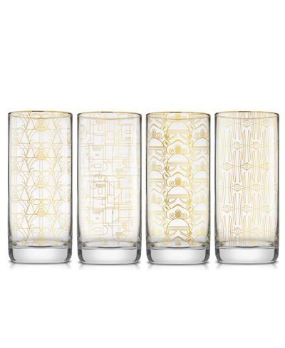 Joyjolt Star Wars Deco Tall Drinking Glass, 4 Piece In Clear