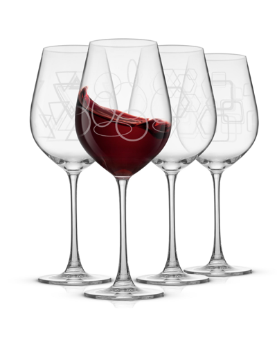 Joyjolt Geo White Wine Glass With Geometric Shape Design, 4 Piece In Clear