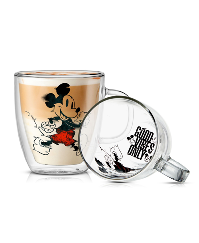 Joyjolt Mickey Mouse Glitch Double Wall Coffee Mugs, 2 Piece In Clear