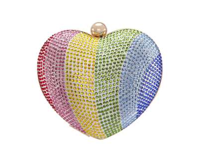 Nina Women's Crystal Heart Minaudiere Bag In Rainbow