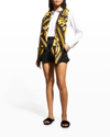 Versace Barocco-print Cashmere-blend Scarf In Black / Gold