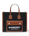BURBERRY FREYA CANVAS & LEATHER TOTE BAG