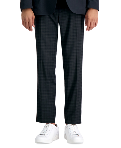 Kenneth Cole Reaction Men's Gabardine Skinny/extra-slim Fit Performance Stretch Flat-front Dress Pants In Black Plaid