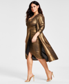 NINA PARKER PLUS SIZE METALLIC GOLD DUSTER, CREATED FOR MACY'S